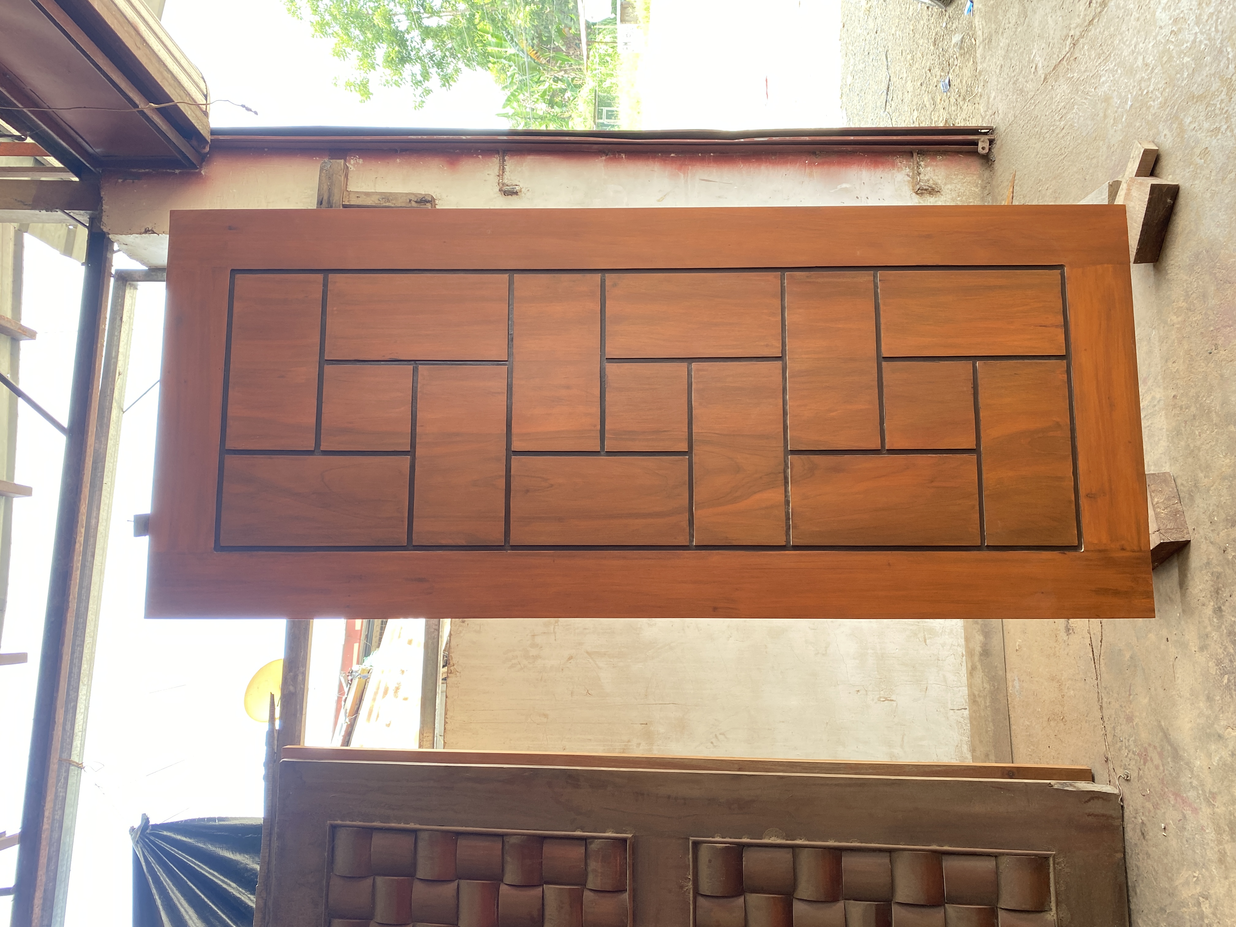 Geometric panel wooden door