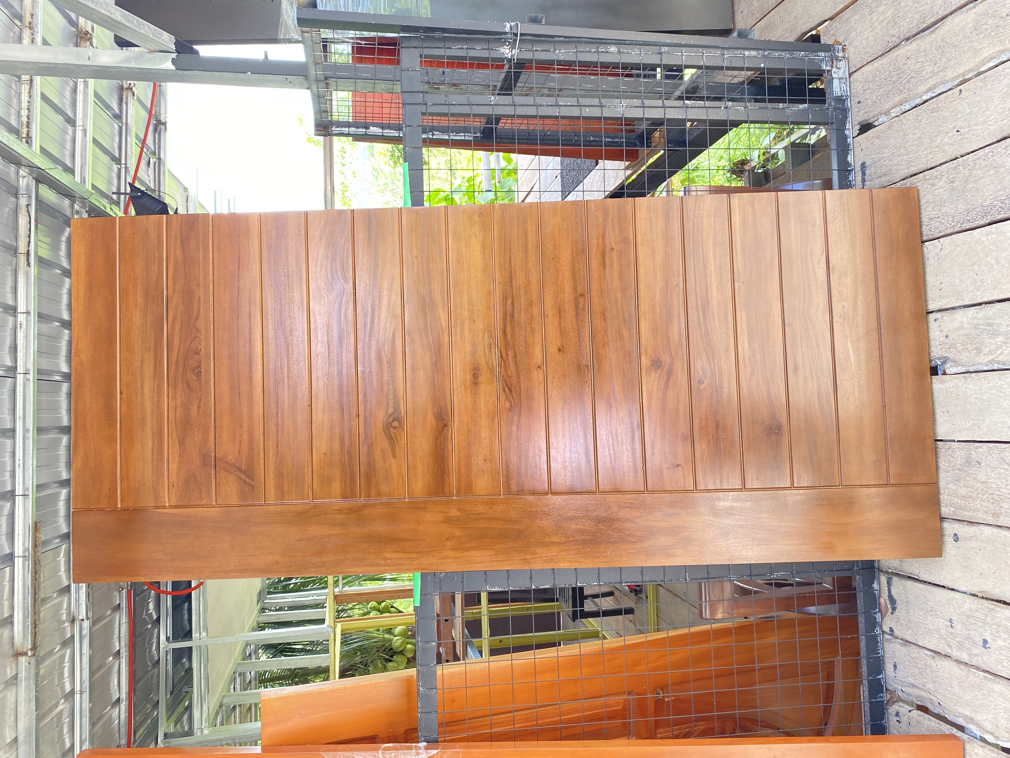 Horizontal slat wooden door